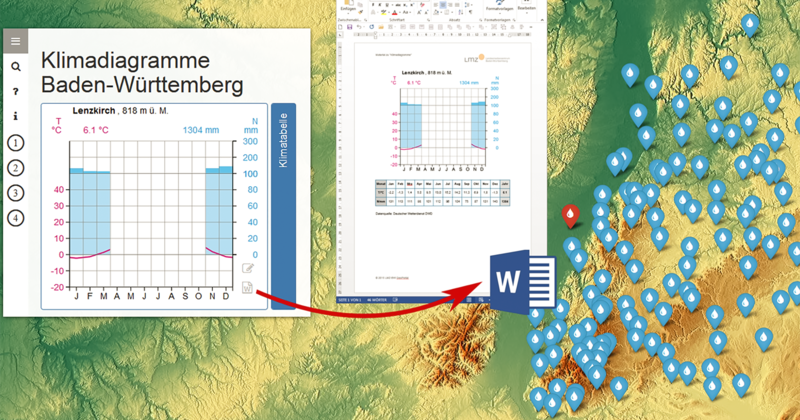 Screenshot aus dem Geoportal Klima in Baden-Württemberg