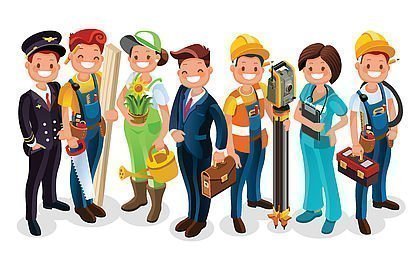 Illustration von Personen mit unterschiedlichen Berufen