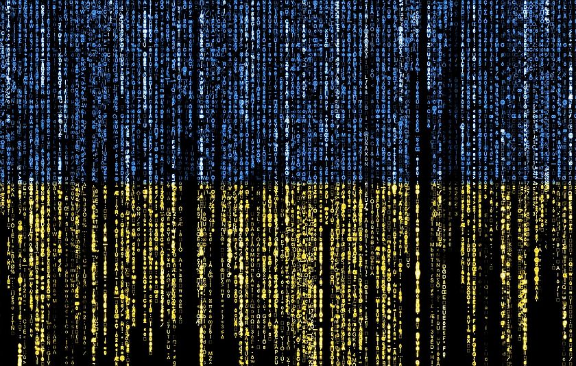 Ukraine Flagge bestehend aus Zahlen und Nummern