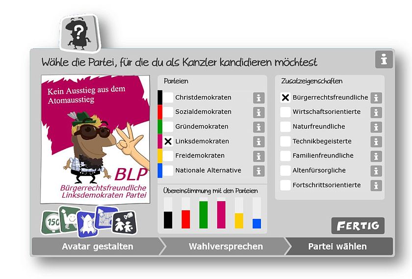 Screenshot des Kanzlersimulators