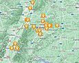 Man sieht eine Landkarte mit Standorten der Senioren Medienmentoren in Baden-Württemberg