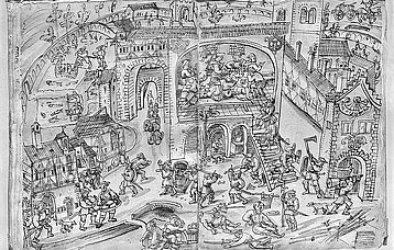 Bild des Monats April Plünderung des Klosters Weißenau durch die Bauern im Bauernkrieg, 1525.