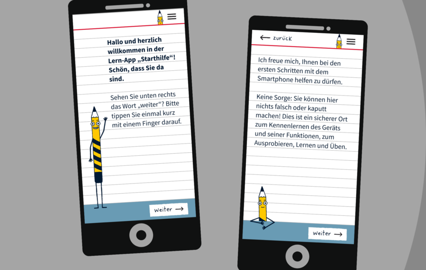 Screenshots der App "Starthilfe - digital dabei"