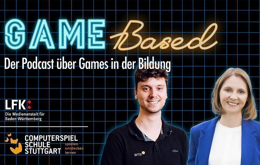 Das Cover des Game Based Podcast mit Staatssekretärin Sandra Boser