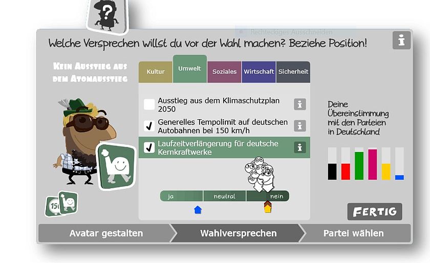 Screenshot des Kanzlersimulators