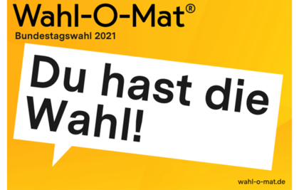 Logo Wahl-O-Mat mit Sprechblase "Du hast die Wahl!"