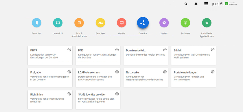 Screenshot-Ausschnitt aus der Schulkonsole der paedML Linux