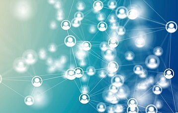 Mit Personenicons und Linien dargestelltes Netzwerk