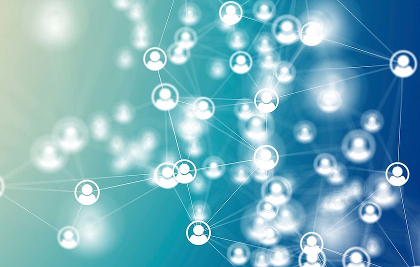 Mit Personenicons und Linien dargestelltes Netzwerk