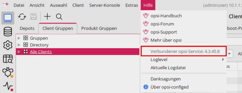 Screenshot zum opsi-Update