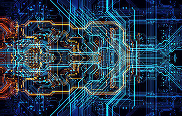 Orange-blauer Technologiehintergrund