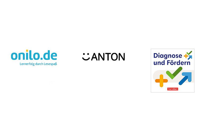 Logos der Lernportale Onilo, Anton und Diagnose und Fördern