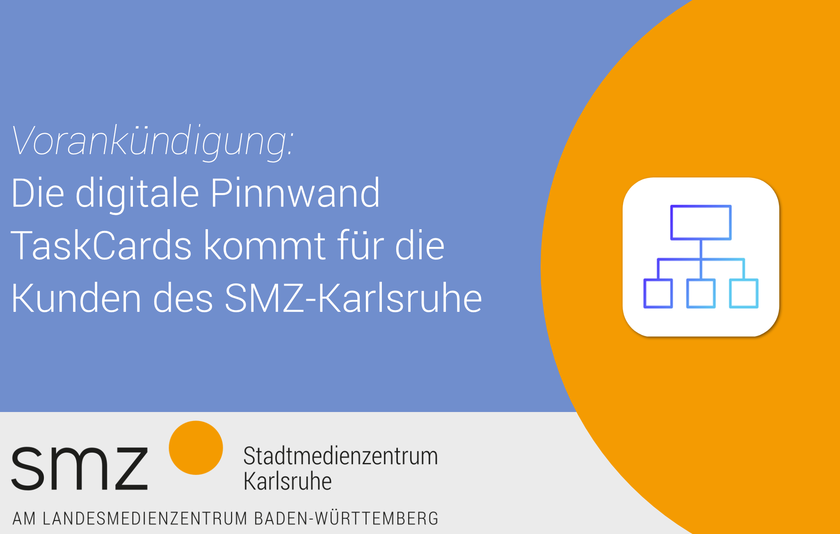 Das Bild zeigt die Logos von TaskCard und Stadtmedienzentrum Karlsruhe