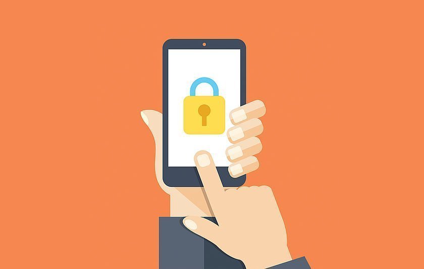 Illustration eines Handys mit Jugendschutz-Filter Illustration eines Handys mit Jugendschutz-Filter